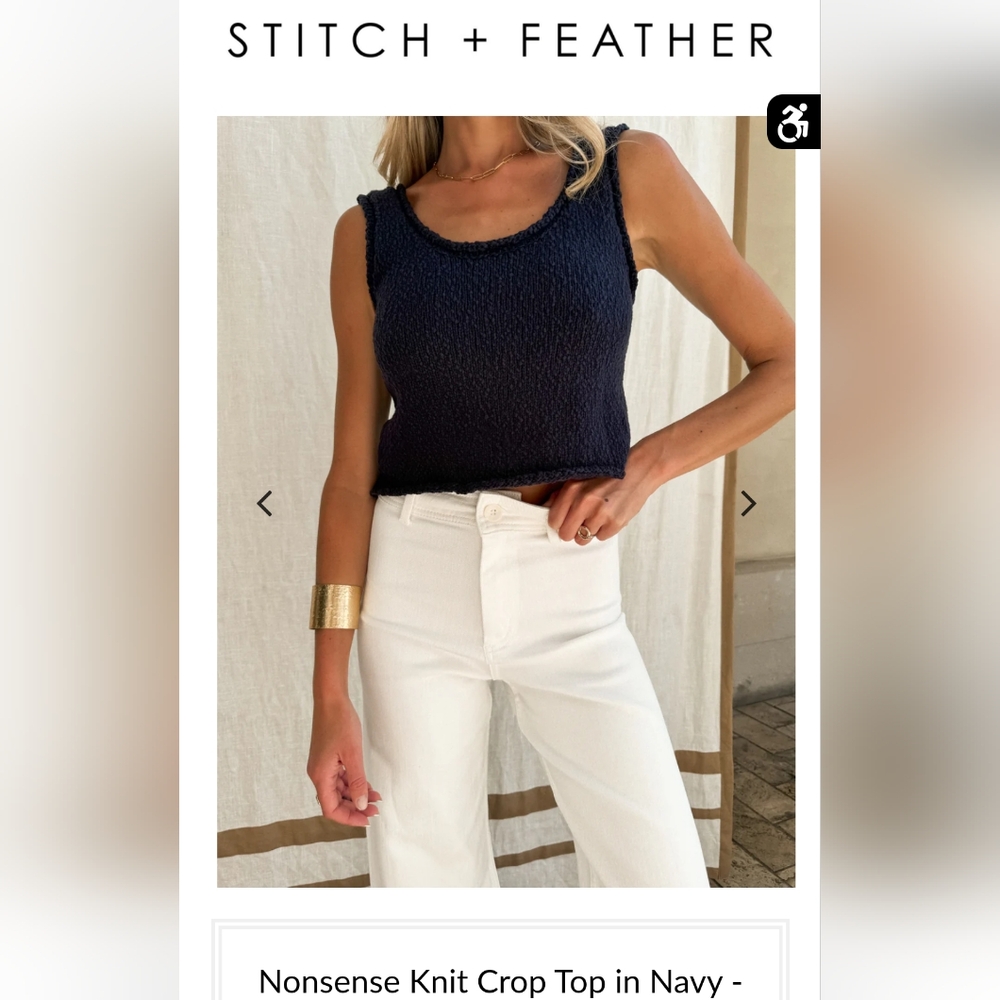 NEW Stitch & Feather Navy Knit Crop Top (S)